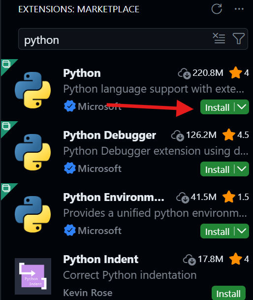 Install Python Extension