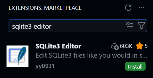 Install SQLite3 Editor Extension